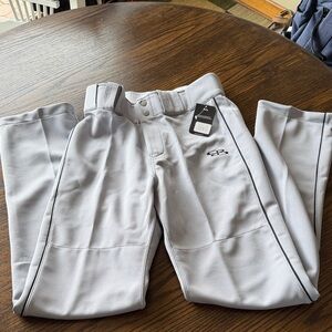 Gray Baseball Pants with Black Piping